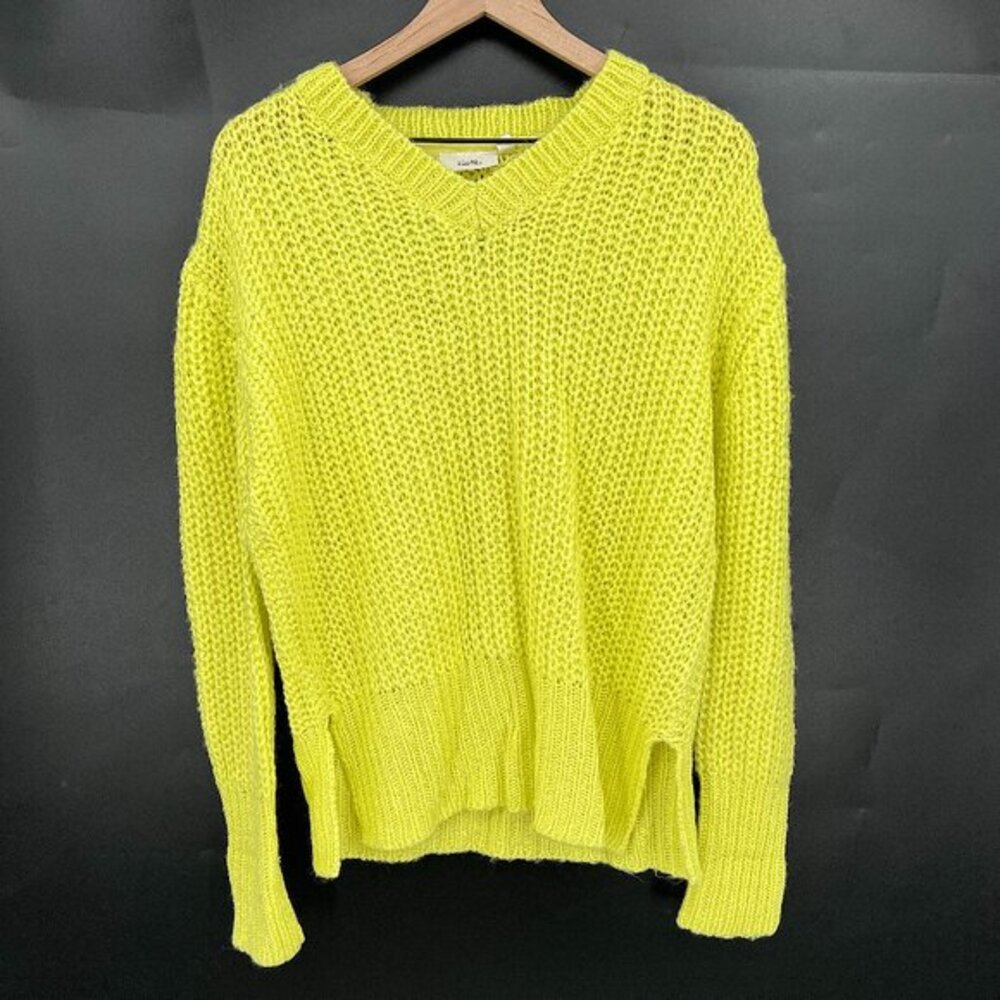 NEW CLOTH by RD neon yellow loose knit sweater pullover‎ v-neck cozy oversized S